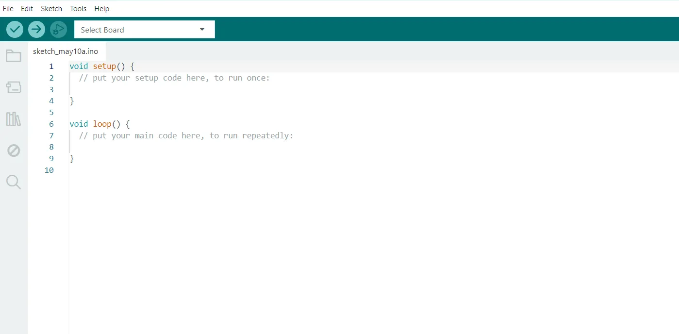 Empty arduino IDE screen
